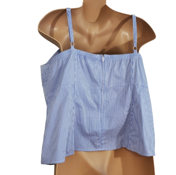 TORRID  ( 5X ) Blue Striped Poplin Lace-Up Cami Corset Eyelets Lace-up  Zip Top - Picture 6 of 13